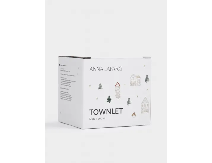 Кружка 300 мл бело-золотистая Домики и ели Anna Lafarg Townlet