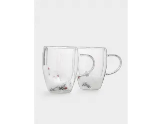 Кружка, 350 мл, 2 шт, стекло Б, с ягодами и еловыми ветками внутри, Wind-mystery