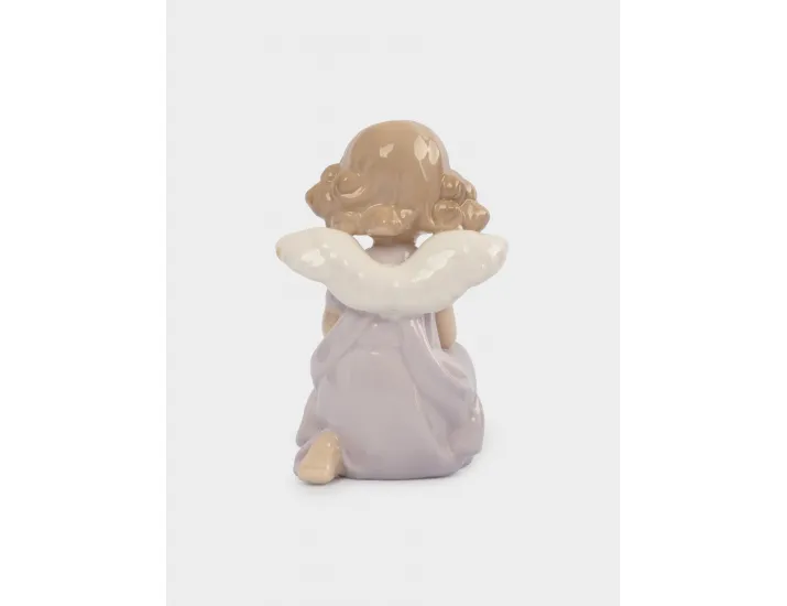 Статуэтка 10 см молочно-лиловая Ангел с букетом Anna Lafarg Lady