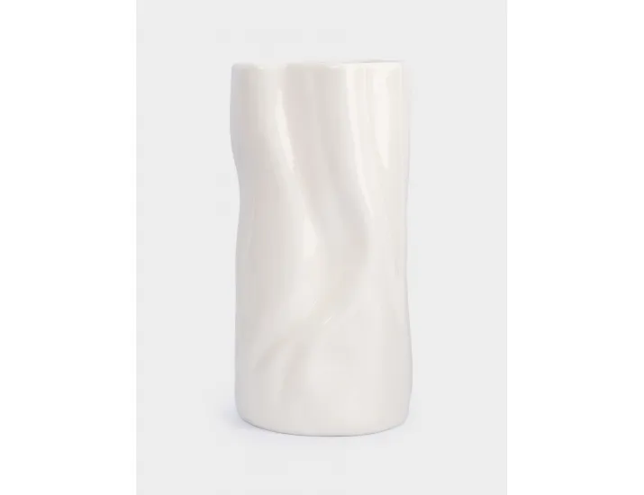 Ваза для цветов 23 см молочная Мятый эффект Anna Lafarg Drapery