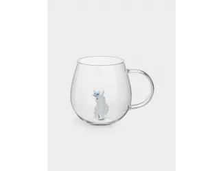 Кружка, 450 мл, стекло Б, Кролик с цветком, Easter