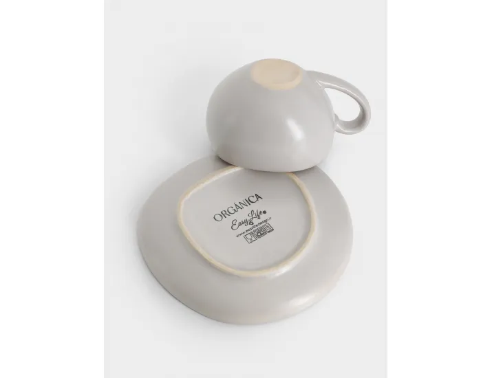 Чашка с блюдцем 90 мл серая Easy Life Organica