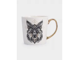 Кружка, 500 мл, фарфор N, бело-золотистая, Лис, Graphics