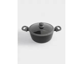 Кастрюля 24 см 3,9 л с крышкой с покрытием серо-черная Anna Lafarg Robust