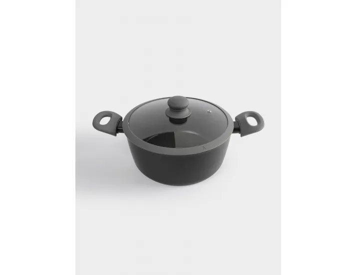 Кастрюля 24 см 3,9 л с крышкой с покрытием серо-черная Anna Lafarg Robust