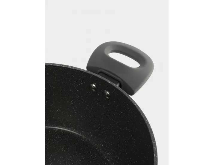Кастрюля 24 см 3,9 л с крышкой с покрытием серо-черная Anna Lafarg Robust