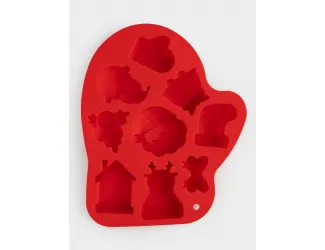 Форма для выпечки кексов, 25х20 см, 9 отд, силикон, красная, Варежка, Muffin