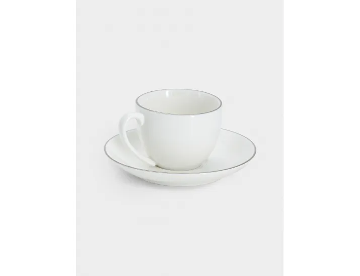 Пара кофейная 1 персона 2 предмета 90 мл белая с серебристым кантом Maxwell & Williams White Platinum