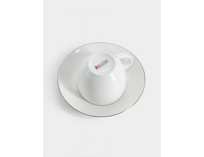 Пара кофейная 1 персона 2 предмета 90 мл белая с серебристым кантом Maxwell & Williams White Platinum