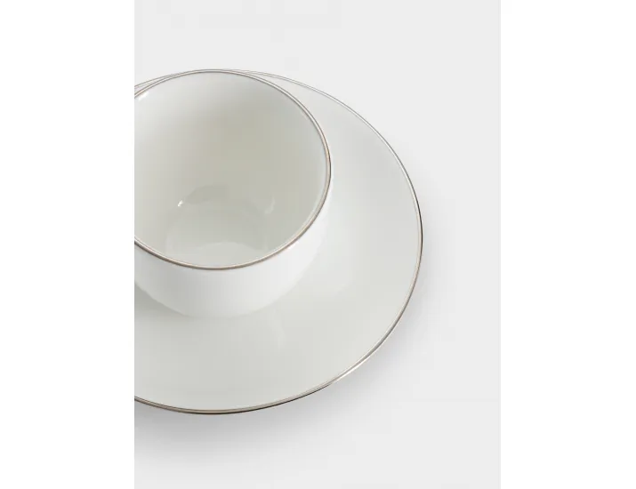 Пара кофейная 1 персона 2 предмета 90 мл белая с серебристым кантом Maxwell & Williams White Platinum