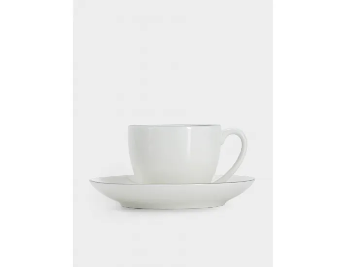 Пара кофейная 1 персона 2 предмета 90 мл белая с серебристым кантом Maxwell & Williams White Platinum