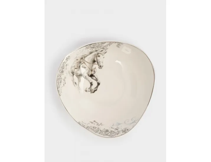 Пиала 14х5 см белая с серебристым кантом Конь Anna Lafarg White horse