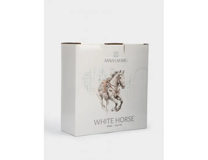 Пиала 14х5 см белая с серебристым кантом Конь Anna Lafarg White horse