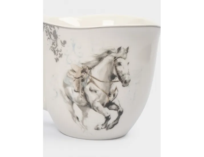 Кружка 320 мл 2 шт белая с серебристым кантом Конь Anna Lafarg White horse