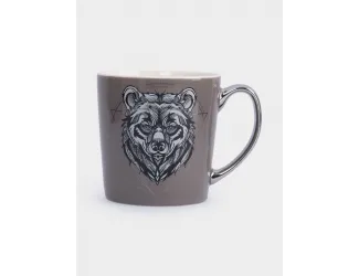 Кружка, 500 мл, фарфор N, коричнево-серебристая, Медведь, Graphics
