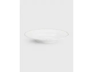 Тарелка суповая 21,5 см белая с золотистым кантом Anna Lafarg Лотос