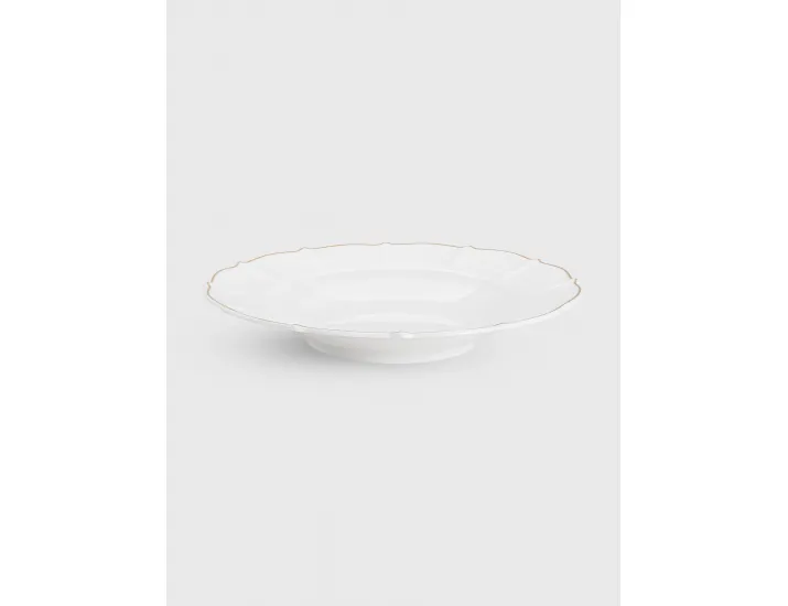 Тарелка суповая 21,5 см белая с золотистым кантом Anna Lafarg Лотос