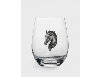 Стакан для виски, 12 см, 500 мл, стекло/металл, серебристый, Голова коня, Horse