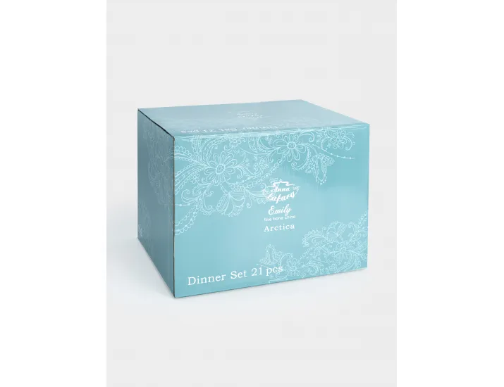 Сервиз обеденный 6 персон 21 предмет белый с серебристым кантом Anna Lafarg Арктика
