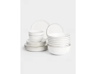 Сервиз обеденный 6 персон 21 предмет белый с серебристым кантом Anna Lafarg Арктика