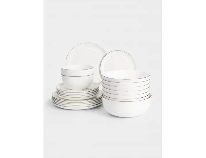 Сервиз обеденный 6 персон 21 предмет белый с серебристым кантом Anna Lafarg Арктика