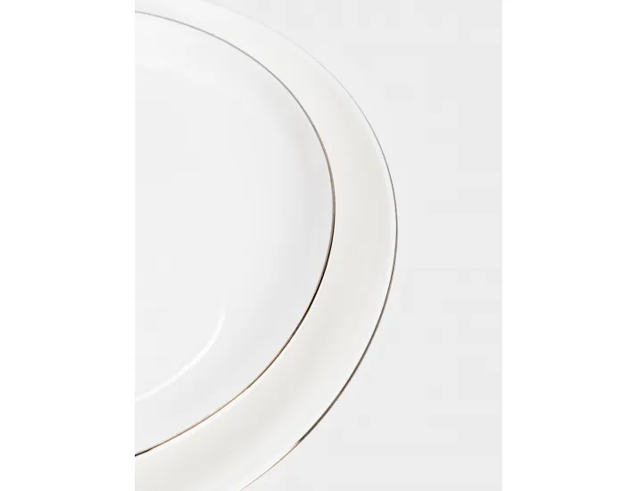 Сервиз обеденный 6 персон 21 предмет белый с серебристым кантом Anna Lafarg Арктика