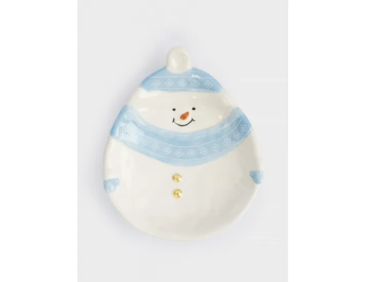 Блюдо 18x22x4 см бело-голубое Снеговик в шапке и шарфе Anna Lafarg Snowman