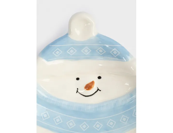 Блюдо 18x22x4 см бело-голубое Снеговик в шапке и шарфе Anna Lafarg Snowman