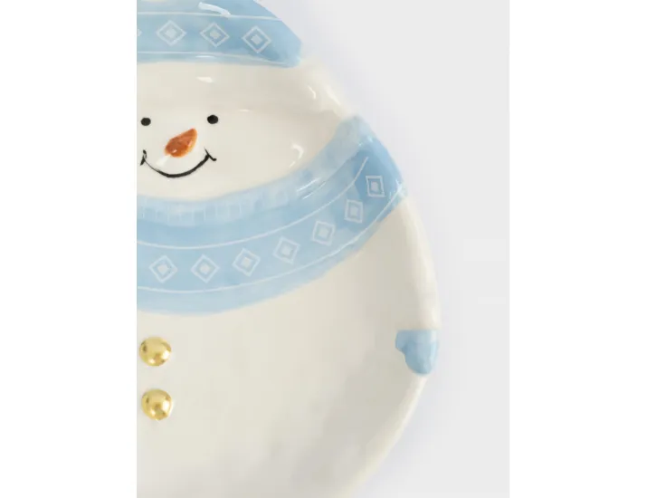 Блюдо 18x22x4 см бело-голубое Снеговик в шапке и шарфе Anna Lafarg Snowman
