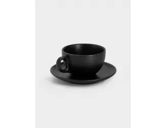 Чашка с блюдцем, 250 мл, чёрная, Икра