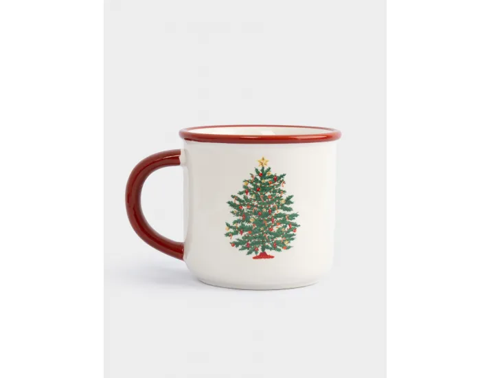 Кружка 470 мл с ложкой красная Елка/Лошадка-качалка Anna Lafarg Bright horse