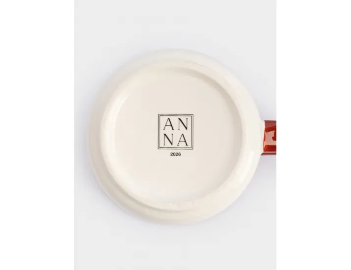 Кружка 470 мл с ложкой красная Елка/Лошадка-качалка Anna Lafarg Bright horse