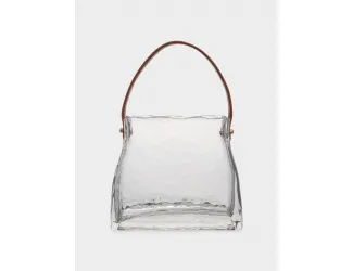 Ваза для цветов, 15 см, декоративная, с ручкой, стекло/полиуретан, Сумка