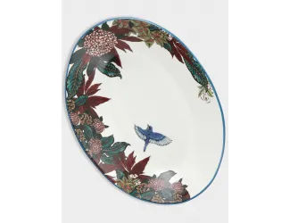 Салатник 32х23 см 1,5 л овальный синий Цветы и птица Maxwell & Williams Reminisce