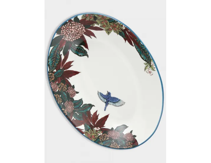 Салатник 32х23 см 1,5 л овальный синий Цветы и птица Maxwell & Williams Reminisce