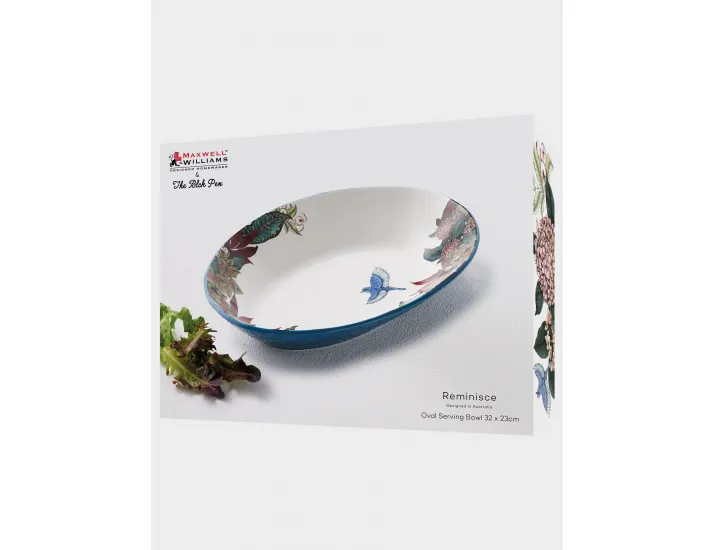 Салатник 32х23 см 1,5 л овальный синий Цветы и птица Maxwell & Williams Reminisce