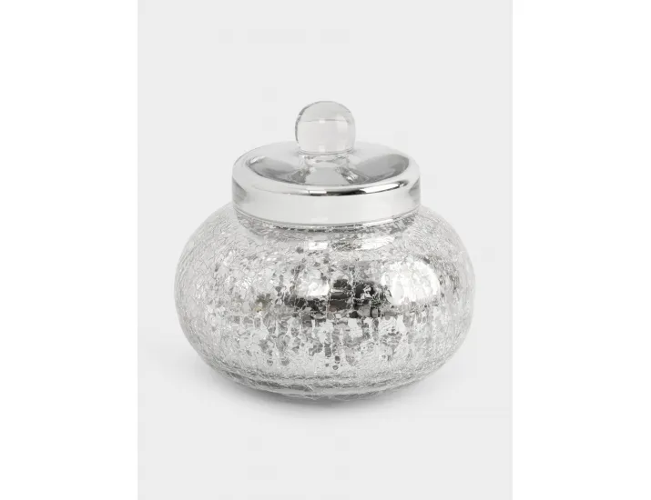 Конфетница 16х15 см с крышкой серебристая Кракелюр Anna Lafarg Craquelure