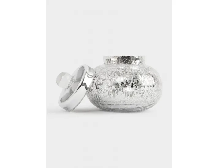 Конфетница 16х15 см с крышкой серебристая Кракелюр Anna Lafarg Craquelure