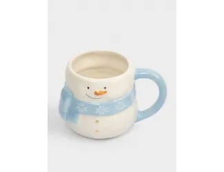 Кружка, 450 мл, керамика D, бело-голубая, Снеговик в шарфе, Snowman