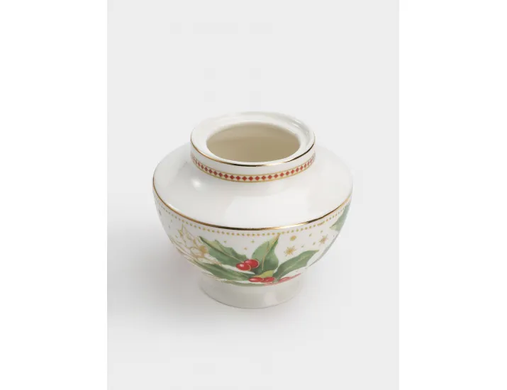 Сахарница 0,25 л белая с золотистым кантом Пуансеттия и ягоды Easy Life Poinsettia and berries