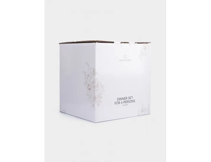 Сервиз обеденный 6 персон 18 предметов белый Бежевые цветы Anna Lafarg Lorenzo