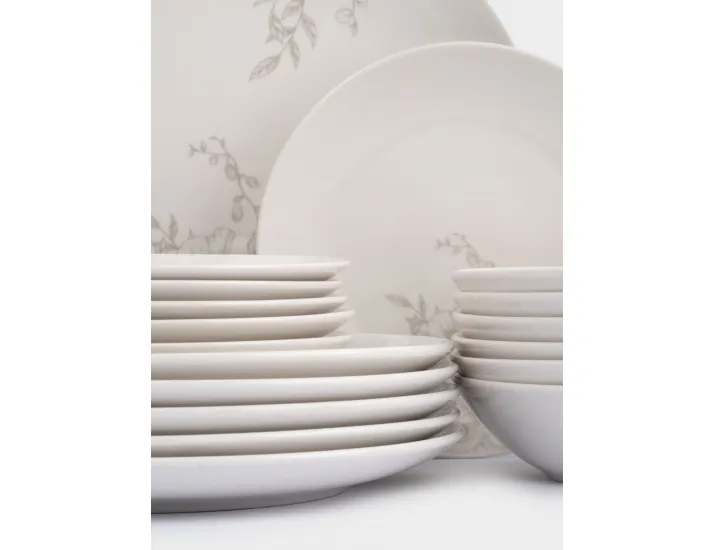 Сервиз обеденный 6 персон 18 предметов белый Бежевые цветы Anna Lafarg Lorenzo