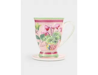 Кружка, 300 мл, с подставкой, Цикламен