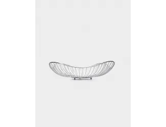 Корзина для фруктов, 28 см, металл, серебристая, Волны, Spin