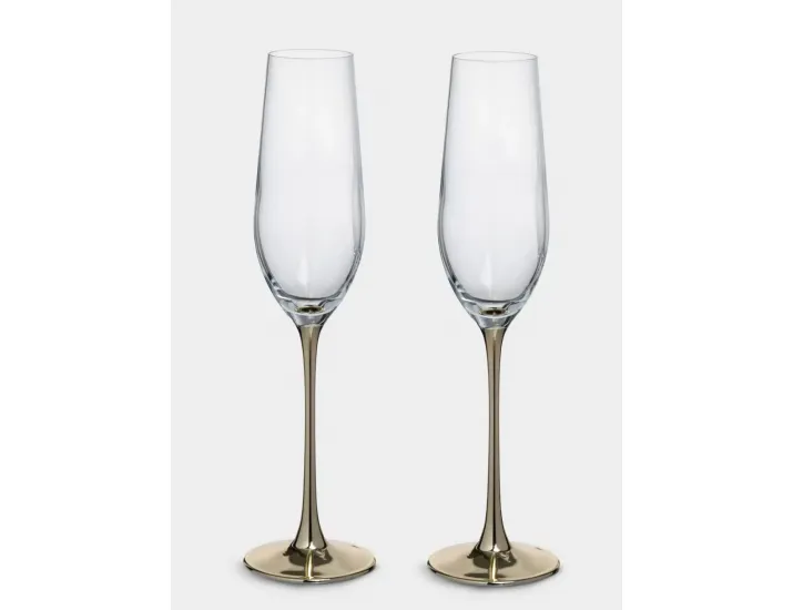 Бокал для шампанского 180 мл 2 шт золотистая ножка Anna Lafarg Ravello