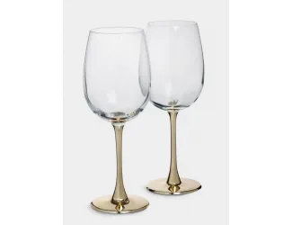 Бокал для белого вина, 430 мл, 2 шт, стекло, золотистая ножка, Ravello