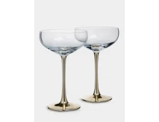 Бокал-креманка для шампанского, 270 мл, 2 шт, стекло, золотистая ножка, Ravello