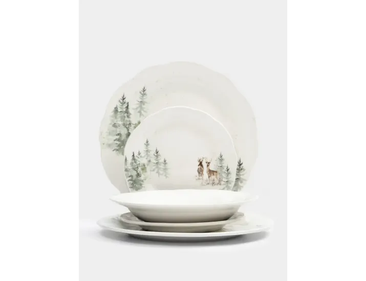 Сервиз обеденный 6 персон 18 предметов белый Олени в лесу Anna Lafarg Maral