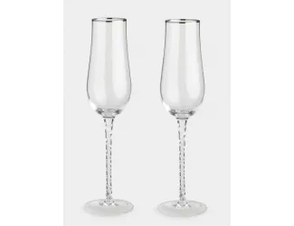 Бокал для шампанского, 230 мл, 2 шт, стекло, с серебристым кантом, Rhapsody