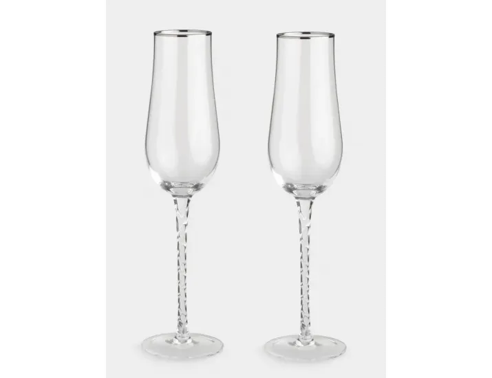 Бокал для шампанского 230 мл 2 шт с серебристым кантом Anna Lafarg Rhapsody